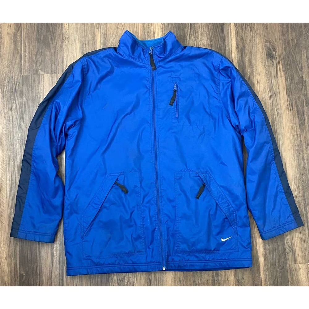 VTG RETRO Nike silver tag stripe fleece lined zip-up windbreaker sport jacket, L